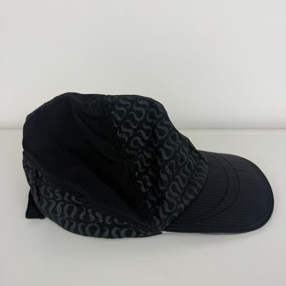 Lululemon Womens Logo Print Active Running Adjustable Zip Pocket Black Cap Hat - Picture 4 of 7
